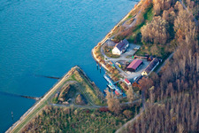 Vue aérienne de Office des eaux et de la navigation à le quartier Plittersdorf in Rastatt dans le département Bade-Wurtemberg, Allemagne