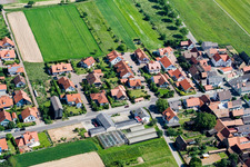 Vue aérienne de Nouvelle zone de développement à Geiersching à le quartier Hayna in Herxheim bei Landau dans le département Rhénanie-Palatinat, Allemagne