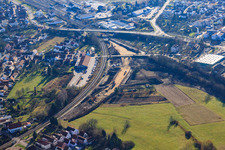 Vue aérienne de Chantier au passage à niveau d'Ottstr à Wörth am Rhein dans le département Rhénanie-Palatinat, Allemagne