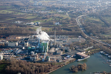 Photographie aérienne de Maxau, Stora Enso à le quartier Knielingen in Karlsruhe dans le département Bade-Wurtemberg, Allemagne