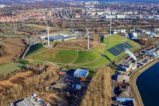 Photographie aérienne de WKA à la poubelle à le quartier Rheinhafen in Karlsruhe dans le département Bade-Wurtemberg, Allemagne