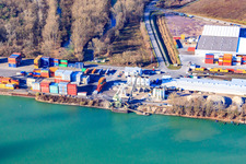 Port du Rhin à le quartier Maximiliansau in Wörth am Rhein dans le département Rhénanie-Palatinat, Allemagne d'en haut