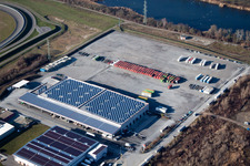 Vue aérienne de Sites de l'usine Europack GmbH dans la zone industrielle de Wörth-Oberwald à Wörth am Rhein dans le département Rhénanie-Palatinat, Allemagne