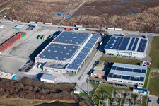 Photographie aérienne de Sites de l'usine Europack GmbH dans la zone industrielle de Wörth-Oberwald à Wörth am Rhein dans le département Rhénanie-Palatinat, Allemagne