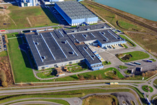 Vue aérienne de Usine de papier de palme dans la zone industrielle d'Oberwald à Wörth am Rhein dans le département Rhénanie-Palatinat, Allemagne