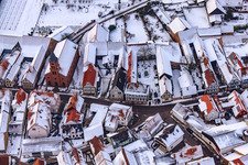 Photographie aérienne de Kreuzgasse sous la neige à Steinweiler dans le département Rhénanie-Palatinat, Allemagne