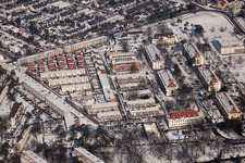 Vue aérienne de Weststadt à le quartier Nordstadt in Karlsruhe dans le département Bade-Wurtemberg, Allemagne