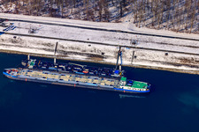 Photographie aérienne de Port pétrolier à le quartier Rheinhafen in Karlsruhe dans le département Bade-Wurtemberg, Allemagne