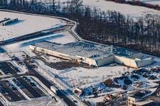 Nouveau chantier dans la zone industrielle de Horst pour Friedrich random GmbH & Co. KG Société de transport internationale dans la zone industrielle de Horst à le quartier Minderslachen in Kandel dans le département Rhénanie-Palatinat, Allemagne d'en haut