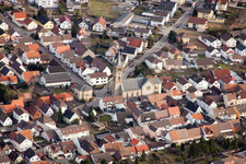 Vue aérienne de Saint Sébastien à le quartier Neuthard in Karlsdorf-Neuthard dans le département Bade-Wurtemberg, Allemagne