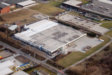 Vue aérienne de Zone industrielle sur l'autoroute à Bruchsal dans le département Bade-Wurtemberg, Allemagne