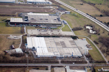 Vue aérienne de Zone industrielle sur l'autoroute Groupe Refresco à Bruchsal dans le département Bade-Wurtemberg, Allemagne