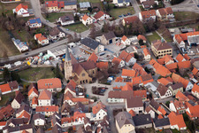 Vue aérienne de Saint Marcel à le quartier Stettfeld in Ubstadt-Weiher dans le département Bade-Wurtemberg, Allemagne