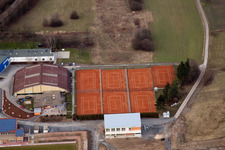 Vue aérienne de Association sportive 1975 eV Tennis Club à le quartier Bad Mingolsheim in Bad Schönborn dans le département Bade-Wurtemberg, Allemagne