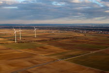 Vue aérienne de Éoliennes à le quartier Offenbach in Offenbach an der Queich dans le département Rhénanie-Palatinat, Allemagne