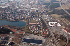 Photographie aérienne de Lac de Rheinau à le quartier Rheinau in Mannheim dans le département Bade-Wurtemberg, Allemagne