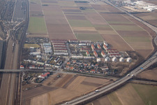 Vue aérienne de Quartier Hochstätt in Mannheim dans le département Bade-Wurtemberg, Allemagne