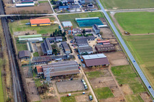 Vue aérienne de Écurie Erny et Écurie Dehoust sur Marderweg à le quartier Friedrichsfeld in Mannheim dans le département Bade-Wurtemberg, Allemagne
