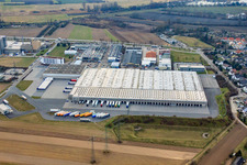 Vue aérienne de Centre logistique Aldi à Ketsch dans le département Bade-Wurtemberg, Allemagne