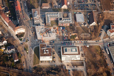 Vue aérienne de Seckenheimer Landstr à le quartier Neuostheim in Mannheim dans le département Bade-Wurtemberg, Allemagne