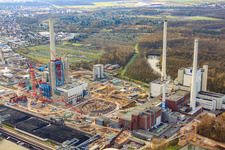 Vue aérienne de Centrale électrique ENBW à le quartier Rheinhafen in Karlsruhe dans le département Bade-Wurtemberg, Allemagne