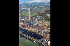 Photographie aérienne de Centrale électrique ENBW à le quartier Rheinhafen in Karlsruhe dans le département Bade-Wurtemberg, Allemagne