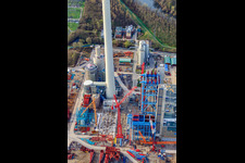 Centrale électrique ENBW à le quartier Rheinhafen in Karlsruhe dans le département Bade-Wurtemberg, Allemagne hors des airs