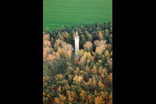 Vue aérienne de Tour radio et émetteur dans la forêt à Jüterbog dans le département Brandebourg, Allemagne