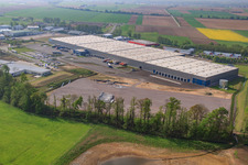 Vue aérienne de Centre logistique de Gazely dans la zone industrielle de Horst à le quartier Minderslachen in Kandel dans le département Rhénanie-Palatinat, Allemagne