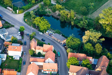 Vue aérienne de Glacier à le quartier Neuburg in Neuburg am Rhein dans le département Rhénanie-Palatinat, Allemagne