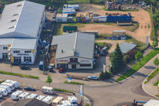 Vue aérienne de Volets roulants Dreyer dans la zone industrielle de Horst à le quartier Minderslachen in Kandel dans le département Rhénanie-Palatinat, Allemagne