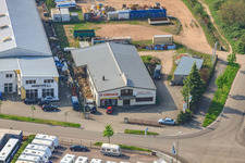 Vue aérienne de Volets roulants Dreyer dans la zone industrielle de Horst à le quartier Minderslachen in Kandel dans le département Rhénanie-Palatinat, Allemagne