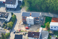 Vue aérienne de Elsässerstrasse, nouveau bâtiment pour une chaîne de thérapie sociale à Kandel dans le département Rhénanie-Palatinat, Allemagne