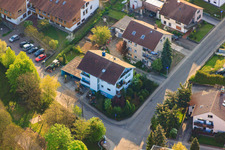 Vue aérienne de Gänsbergstr à le quartier Stupferich in Karlsruhe dans le département Bade-Wurtemberg, Allemagne