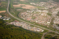 Vue aérienne de Zone industrielle Ouest à Ettlingen dans le département Bade-Wurtemberg, Allemagne