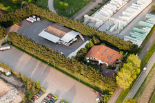 Vue aérienne de Le monde des asperges Gehrer à Durmersheim dans le département Bade-Wurtemberg, Allemagne