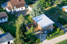 Vue aérienne de Spirestr à le quartier Schaidt in Wörth am Rhein dans le département Rhénanie-Palatinat, Allemagne