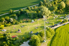 Vue aérienne de Espace barbecue à la sortie d'autoroute de Karlovy Vary à le quartier Stupferich in Karlsruhe dans le département Bade-Wurtemberg, Allemagne