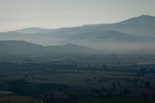 Vue aérienne de Castiglion Fiorentino dans le département Arezzo, Italie