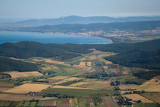 Vue aérienne de Pian d'Alma dans le département Toscane, Italie