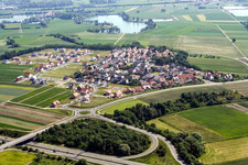 Vue aérienne de Nouvelle zone de développement Hardtwald à le quartier Hardtwald in Neupotz dans le département Rhénanie-Palatinat, Allemagne