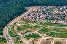 Nouvelle zone de développement ouest à Jockgrim dans le département Rhénanie-Palatinat, Allemagne depuis l'avion