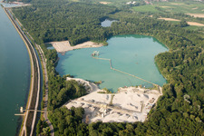 Vue aérienne de Travaux de gravier à le quartier Diersheim in Rheinau dans le département Bade-Wurtemberg, Allemagne