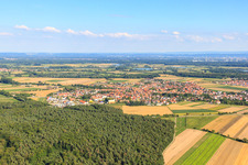 Vue aérienne de Vue de la ville depuis l'ouest à Rheinzabern dans le département Rhénanie-Palatinat, Allemagne