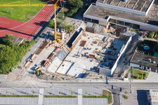 Vue aérienne de Chantier pour la nouvelle construction du bâtiment scolaire IGS Rheinzabern à Rheinzabern dans le département Rhénanie-Palatinat, Allemagne