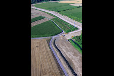 Vue oblique de Construction de polders à Neupotz dans le département Rhénanie-Palatinat, Allemagne