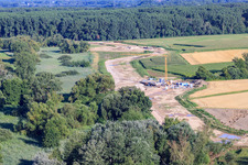 Vue aérienne de Chantier de construction du polder près de Neupotz à Wörth am Rhein dans le département Rhénanie-Palatinat, Allemagne