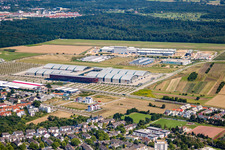 Vue aérienne de Prière d'affaires Nouvelle foire à le quartier Forchheim in Rheinstetten dans le département Bade-Wurtemberg, Allemagne