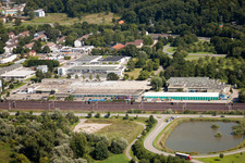 Vue aérienne de Installations techniques dans la zone industrielle Biological Remedies Heel à le quartier Oos in Baden-Baden dans le département Bade-Wurtemberg, Allemagne