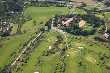 Vue aérienne de Terrain de golf KA Hofgut Scheibenhardt à le quartier Beiertheim-Bulach in Karlsruhe dans le département Bade-Wurtemberg, Allemagne